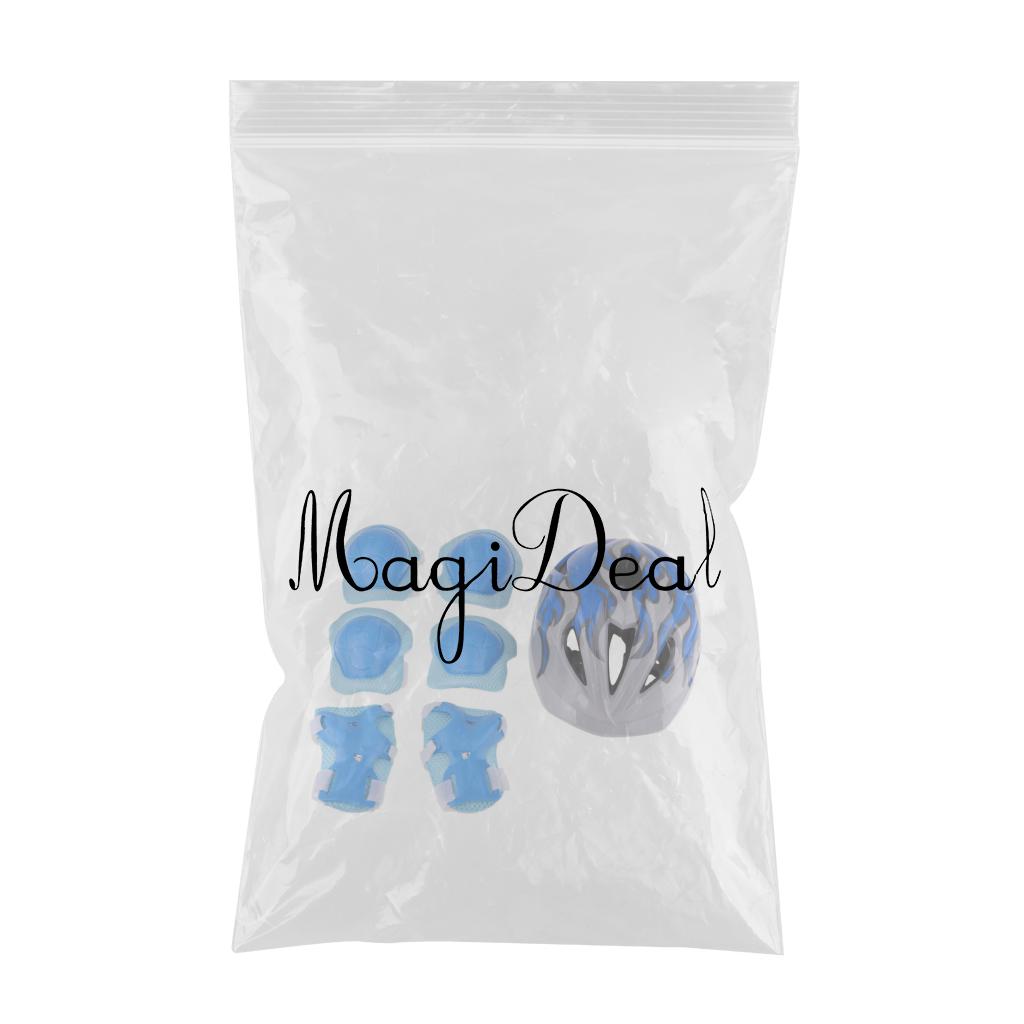 Boys Girls Kids Safety Helmet Knee Elbow and Wrist Pads Set S Blue