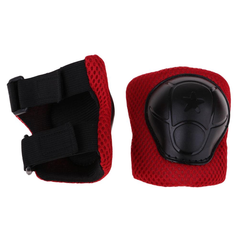 Boys Girls Kids Safety Helmet Knee Elbow and Wrist Pads Set S Red