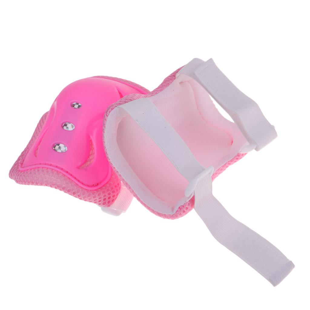 Boys Girls Kids Safety Helmet Knee Elbow and Wrist Pads Set M Pink