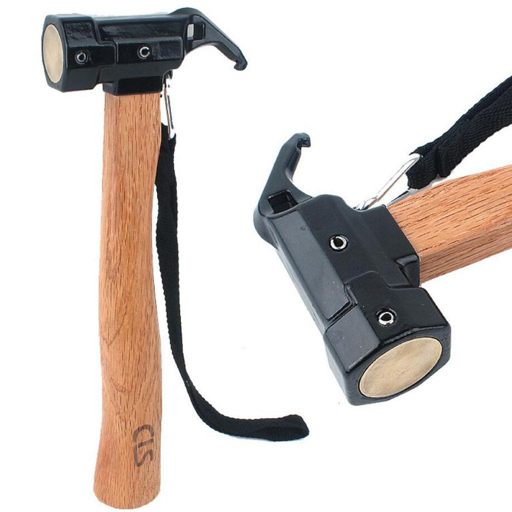 Hiking Camping Tent Mallet Hammer Peg Stake Puller Ground Nails Brass Head