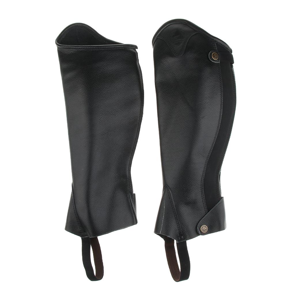 Leather Equestrian Horse Riding Gaiters Half Chaps Leg Cover Protector 4XL