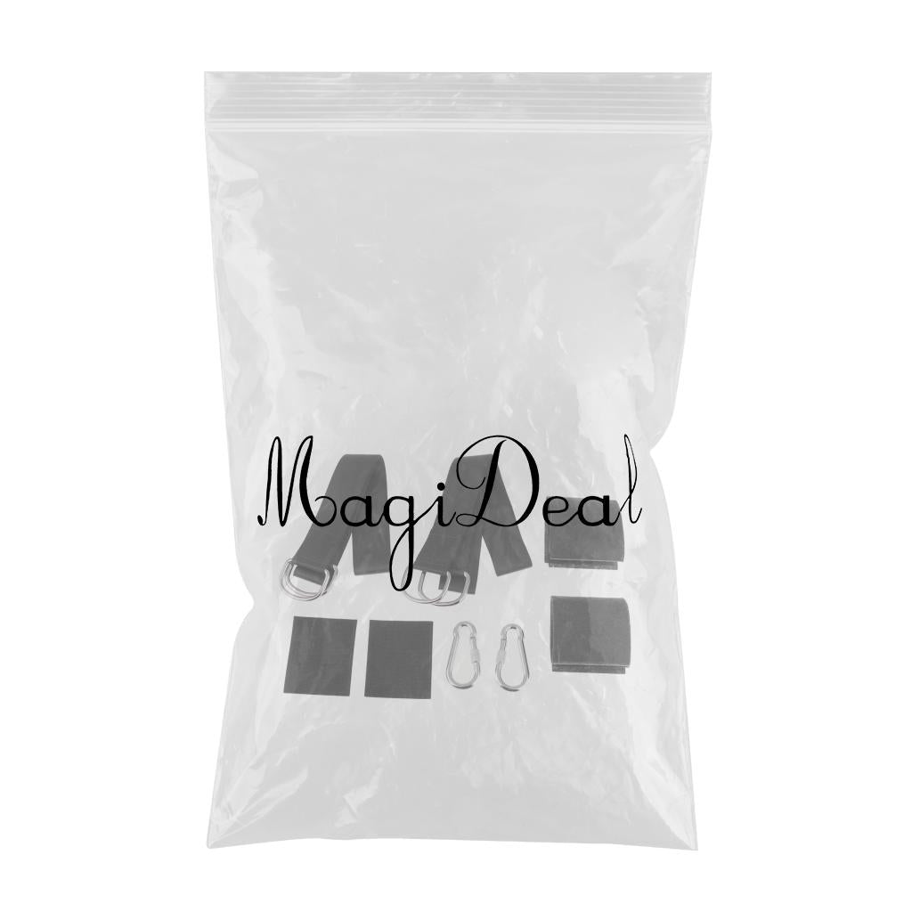 Nylon Hanging Hammock Tree Straps Belt Kit with 2 Carabiner Buckle Black