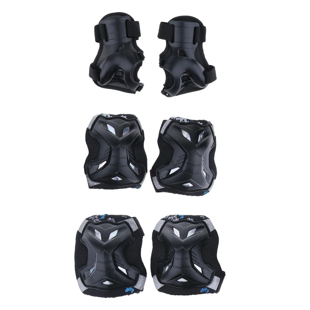 Kids Skate Scooter Cycling Protective Gear Knee Elbow Hand Pads Set Black