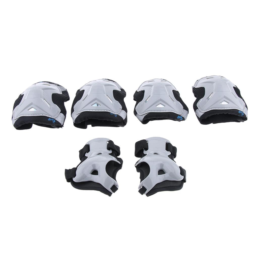 Kids Skate Scooter Cycling Protective Gear Knee Elbow Hand Pads Set Silver