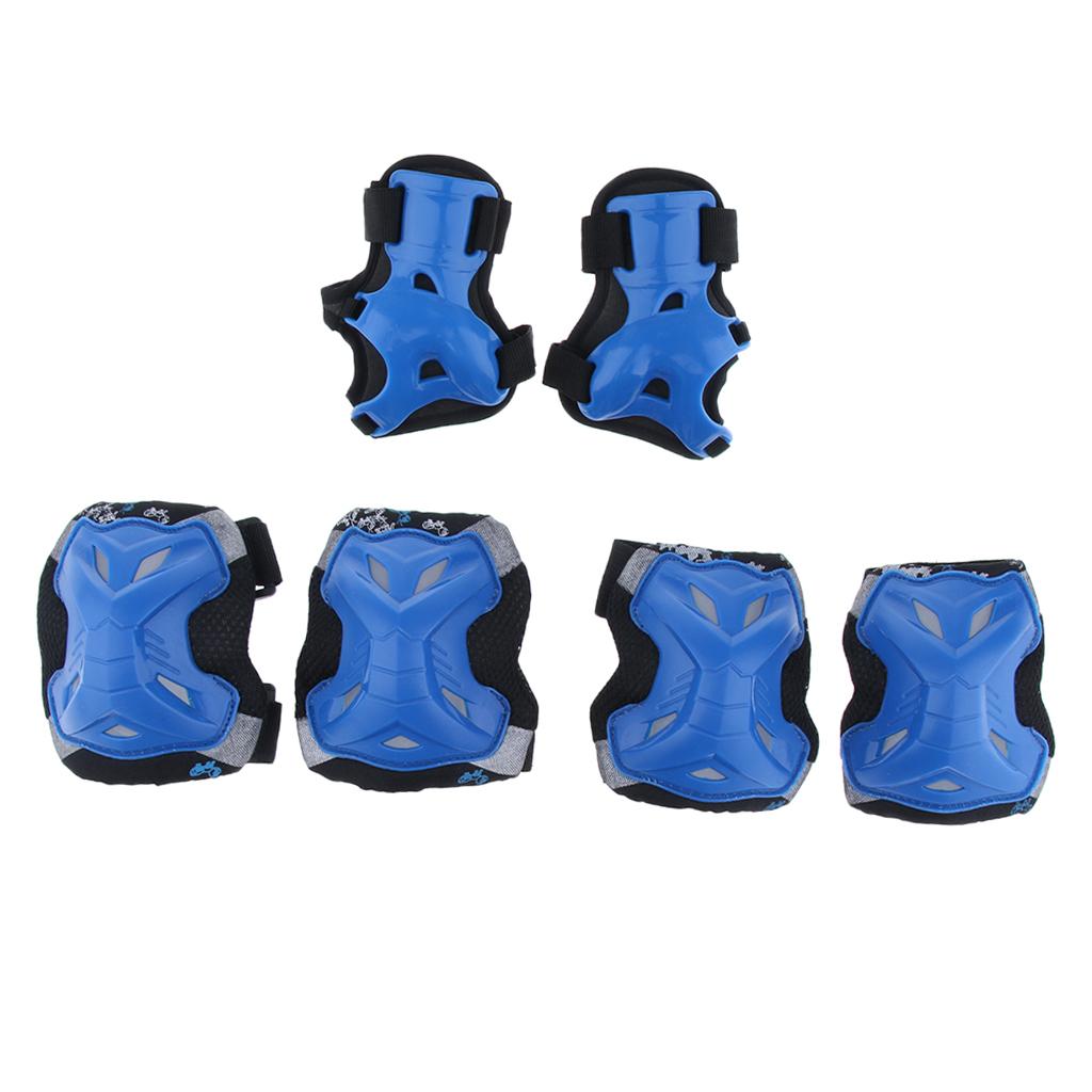 Kids Skate Scooter Cycling Protective Gear Knee Elbow Hand Pads Set Blue