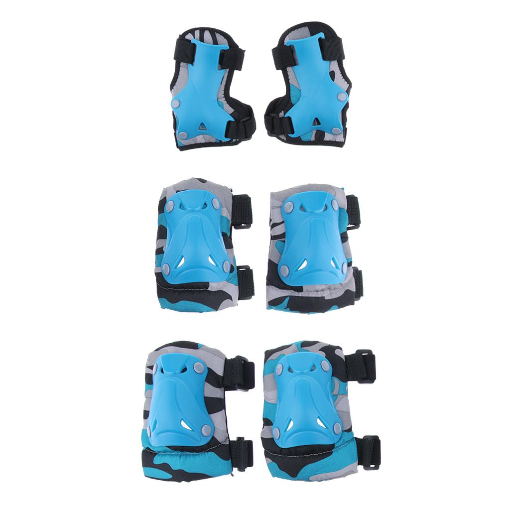 Kids Child Skating Scooter Protective Gear Knee Elbow Hand Pads Set Blue M