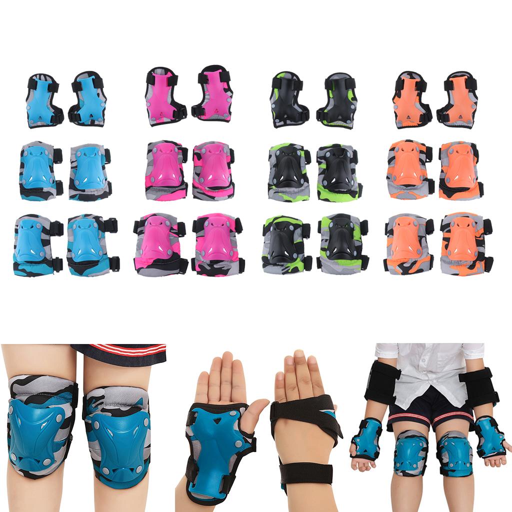 Kids Child Skating Scooter Protective Gear Knee Elbow Hand Pads Set Blue M