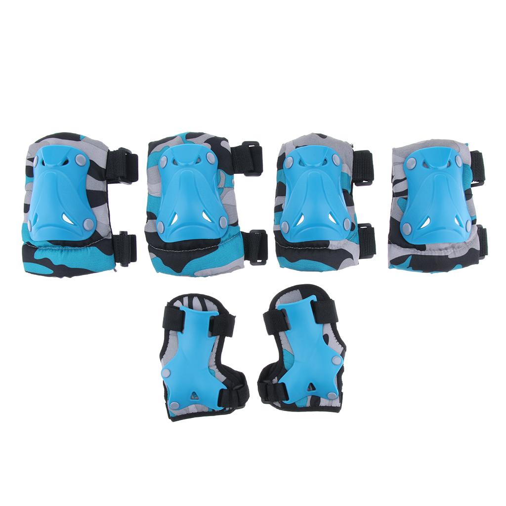 Kids Child Skating Scooter Protective Gear Knee Elbow Hand Pads Set Blue M