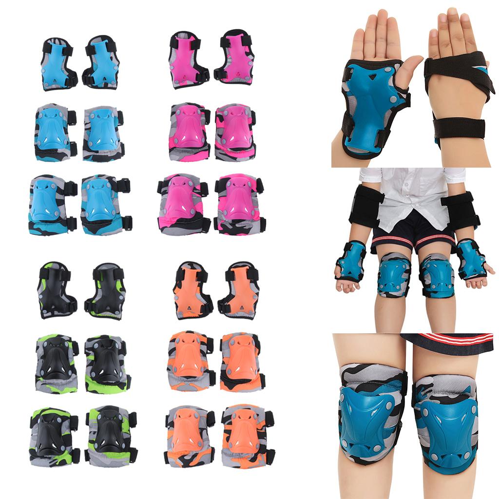 Kids Child Skating Scooter Protective Gear Knee Elbow Hand Pads Set Blue M