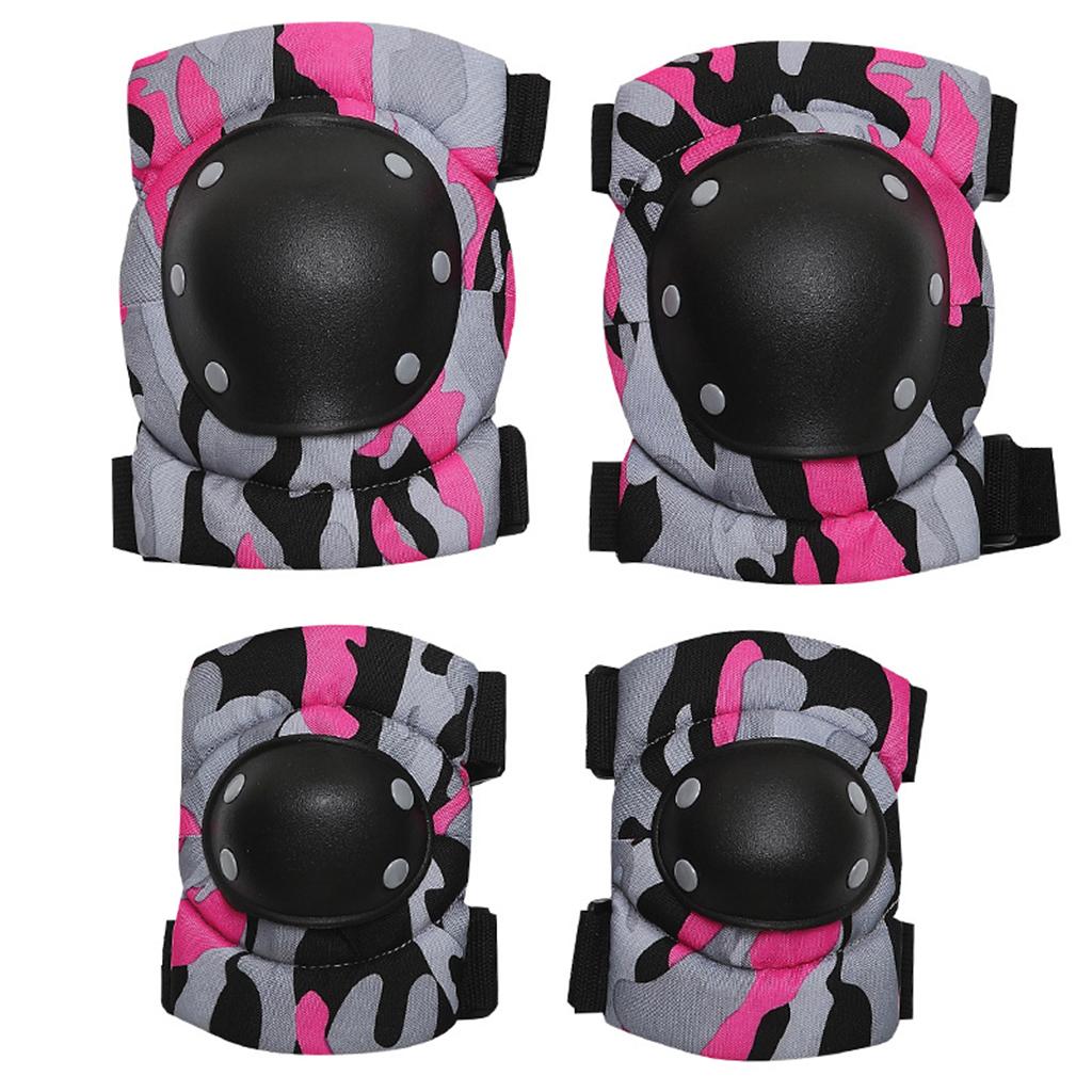 Adult/Child Outdoor Sport Knee Elbow Wrist Pads Guard Fuchsia M