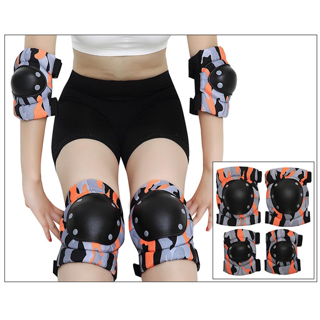 Adult/Child Outdoor Sport Knee Elbow Wrist Pads Guard Orange L
