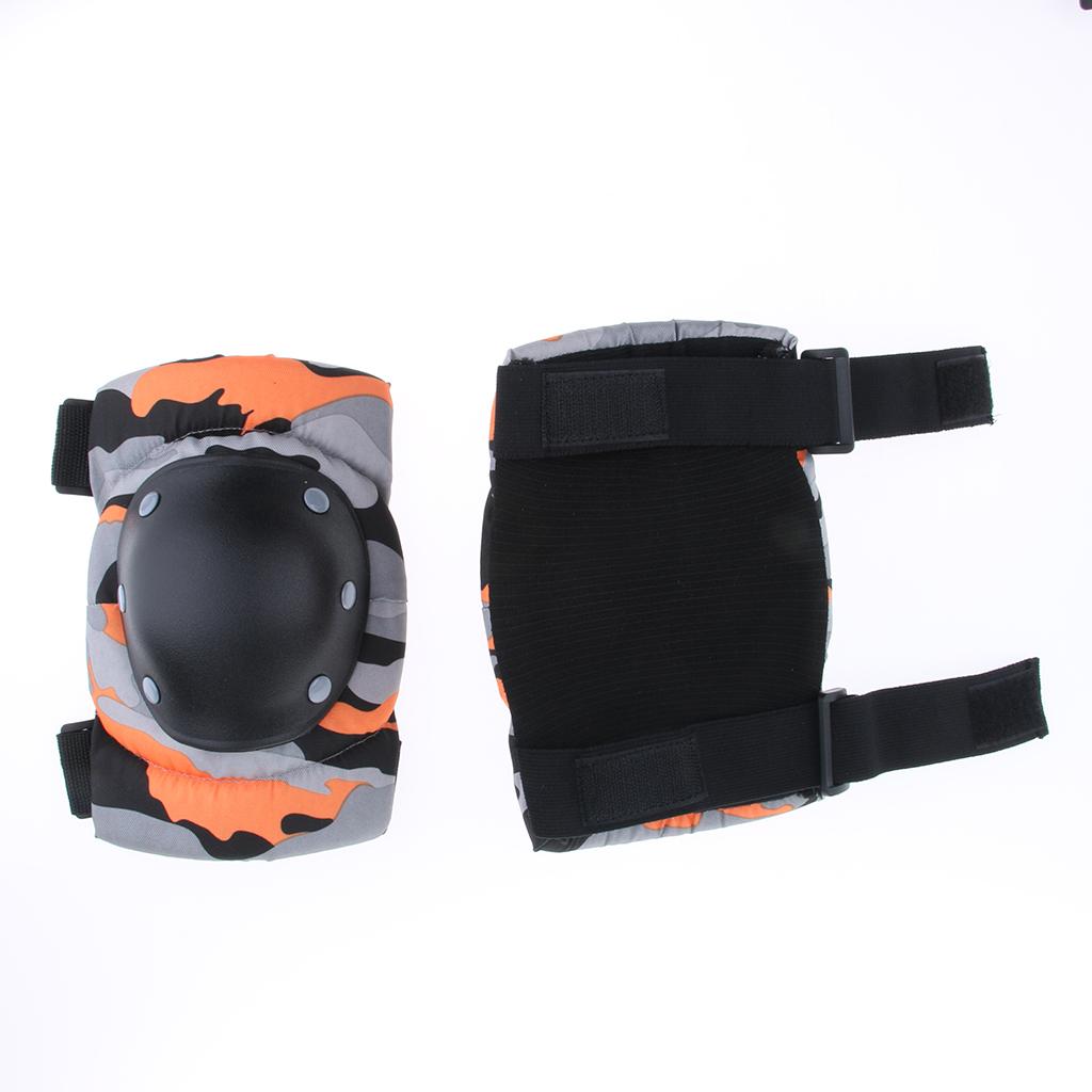 Adult/Child Outdoor Sport Knee Elbow Wrist Pads Guard Orange L