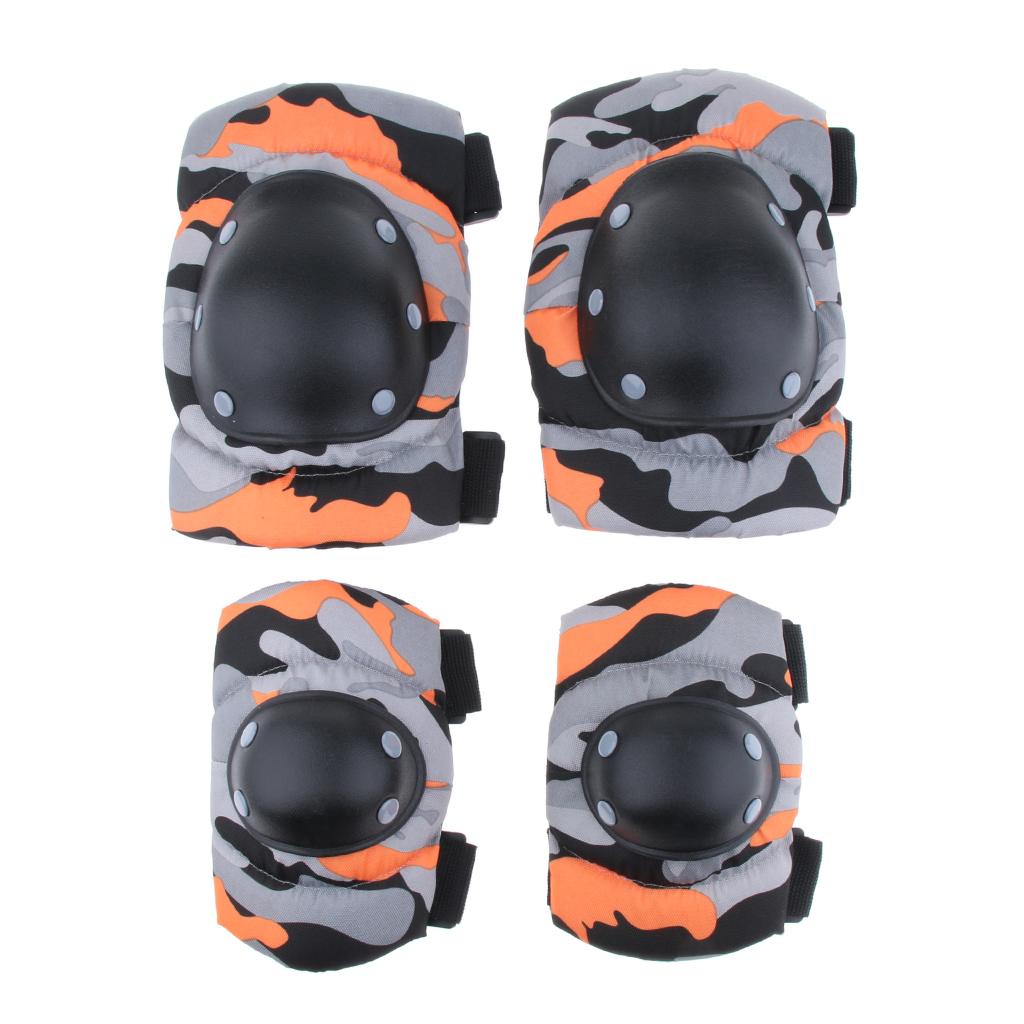 Adult/Child Outdoor Sport Knee Elbow Wrist Pads Guard Orange L