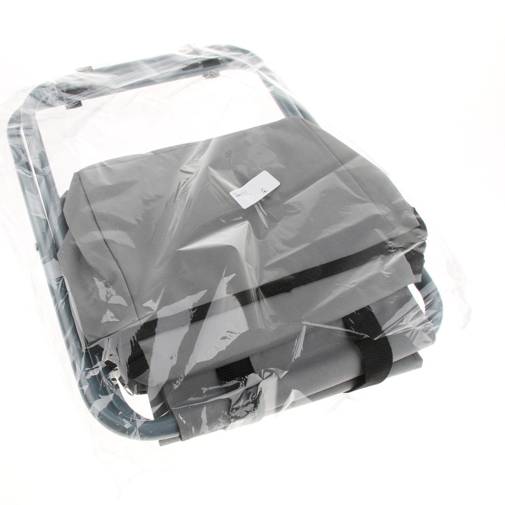 Folding Camping Stool Camping Seat Backpack with Cooler Bag Gray