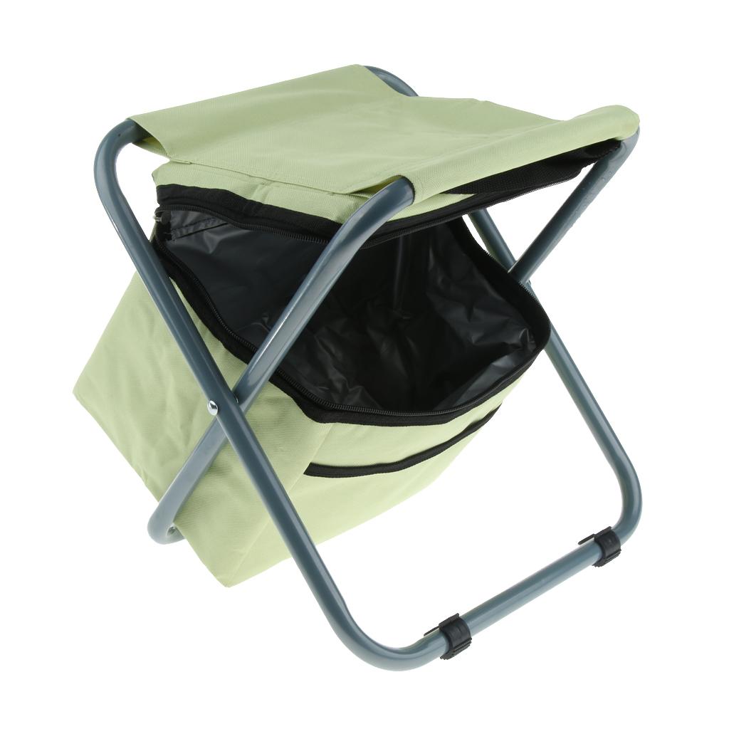 Folding Camping Stool Camping Seat Backpack with Cooler Bag Fruit Green