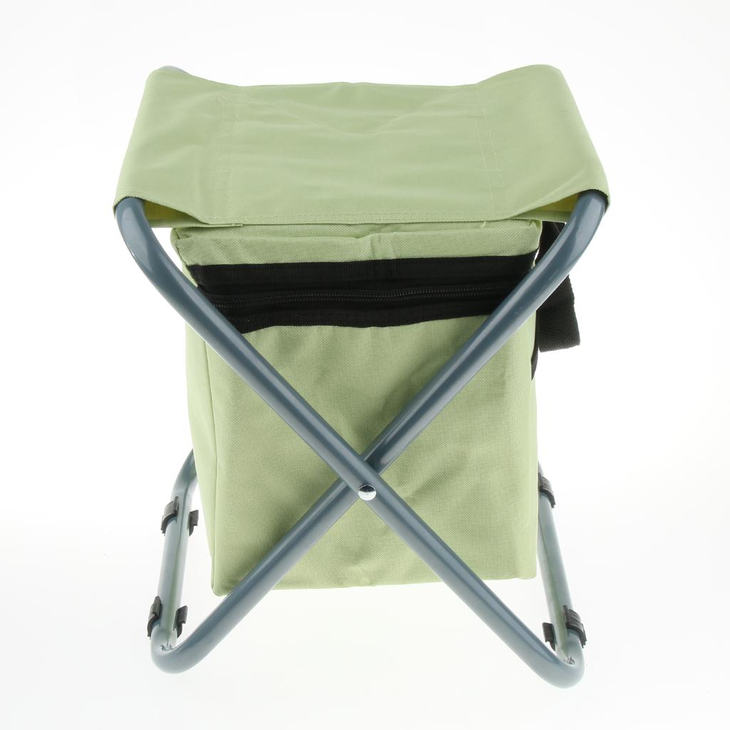 Folding Camping Stool Camping Seat Backpack with Cooler Bag Fruit Green