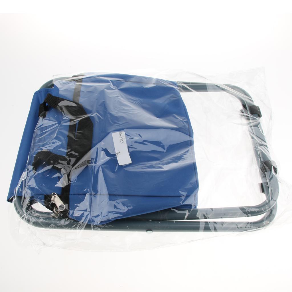 Folding Camping Stool Camping Seat Backpack with Cooler Bag Blue