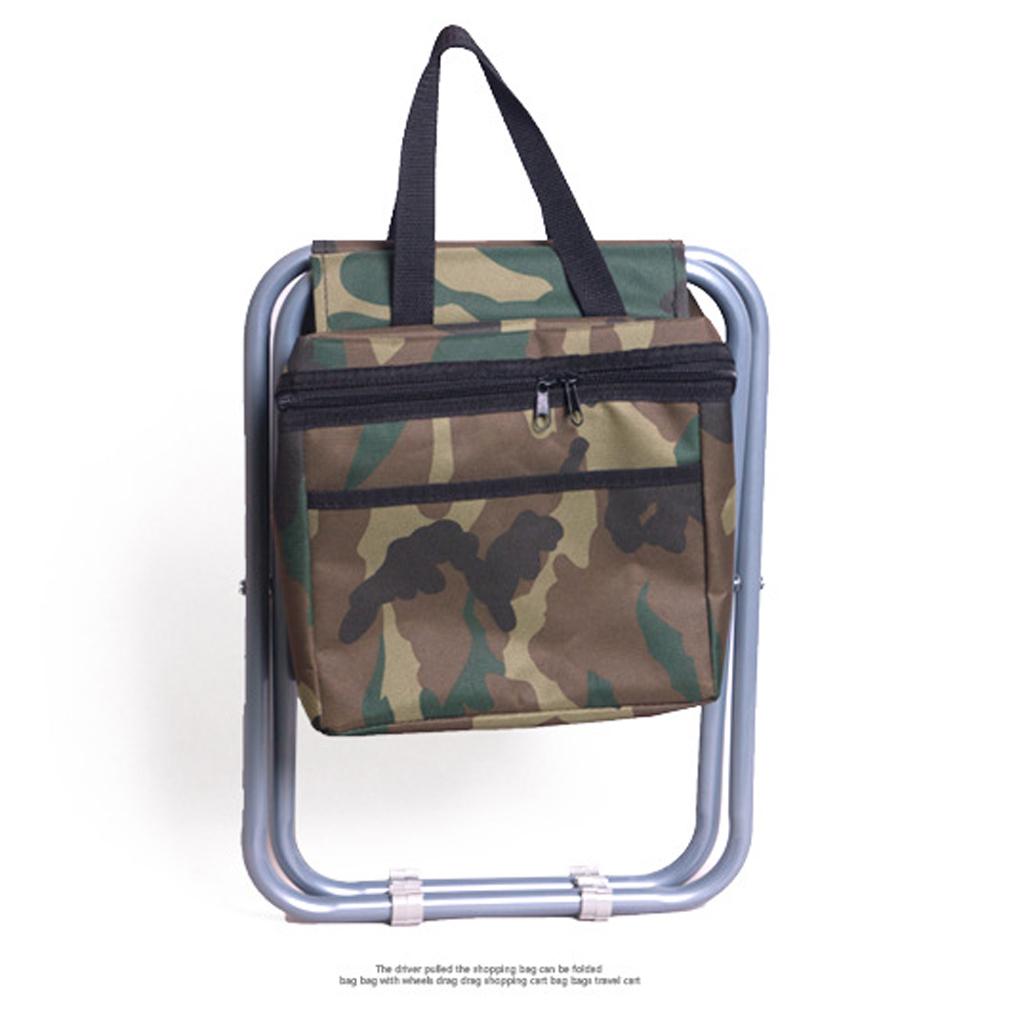 Folding Camping Stool Camping Seat Backpack with Cooler Bag Camouflage