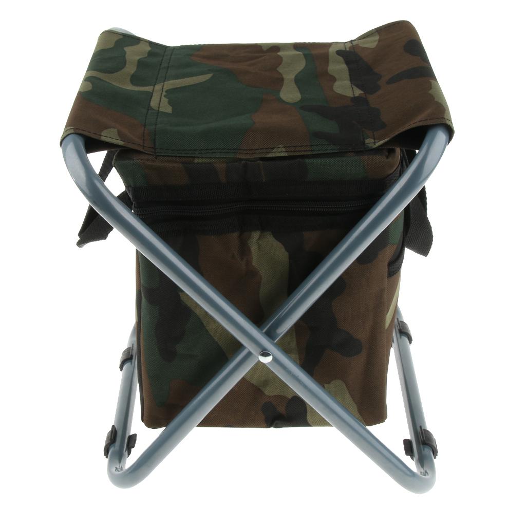 Folding Camping Stool Camping Seat Backpack with Cooler Bag Camouflage