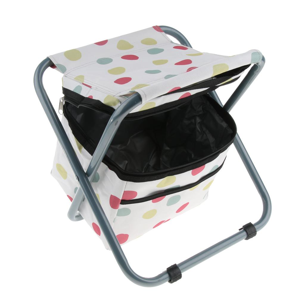 Folding Camping Stool Camping Seat Backpack with Cooler Bag Colorful Circle