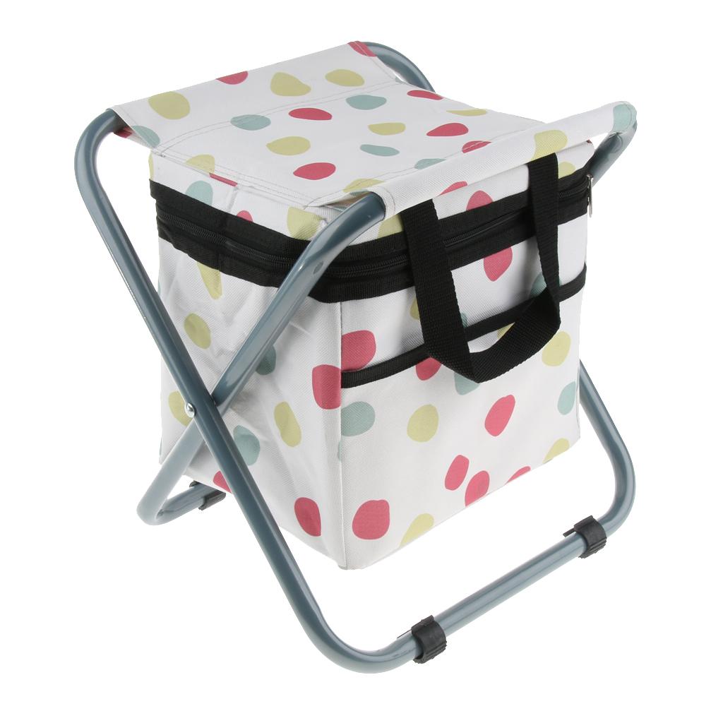 Folding Camping Stool Camping Seat Backpack with Cooler Bag Colorful Circle