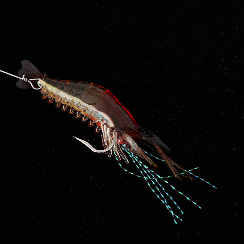 2xFishing Lures Crankbaits Minnow Shrimp Prawn Baits Red Yellow