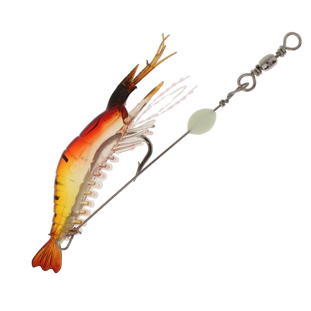 2xFishing Lures Crankbaits Minnow Shrimp Prawn Baits Red Yellow