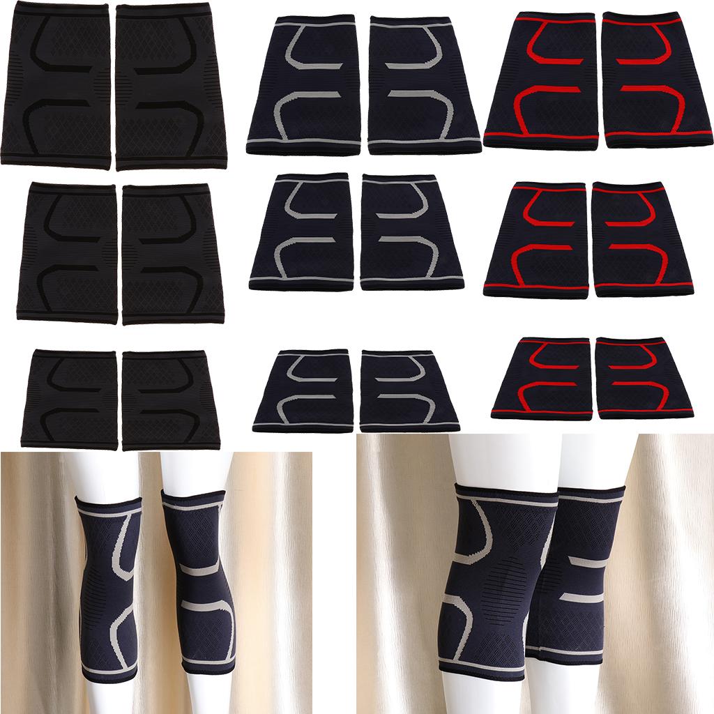 Nylon Compression Knee Sleeves Brace Support for Outdoor Sports Black M