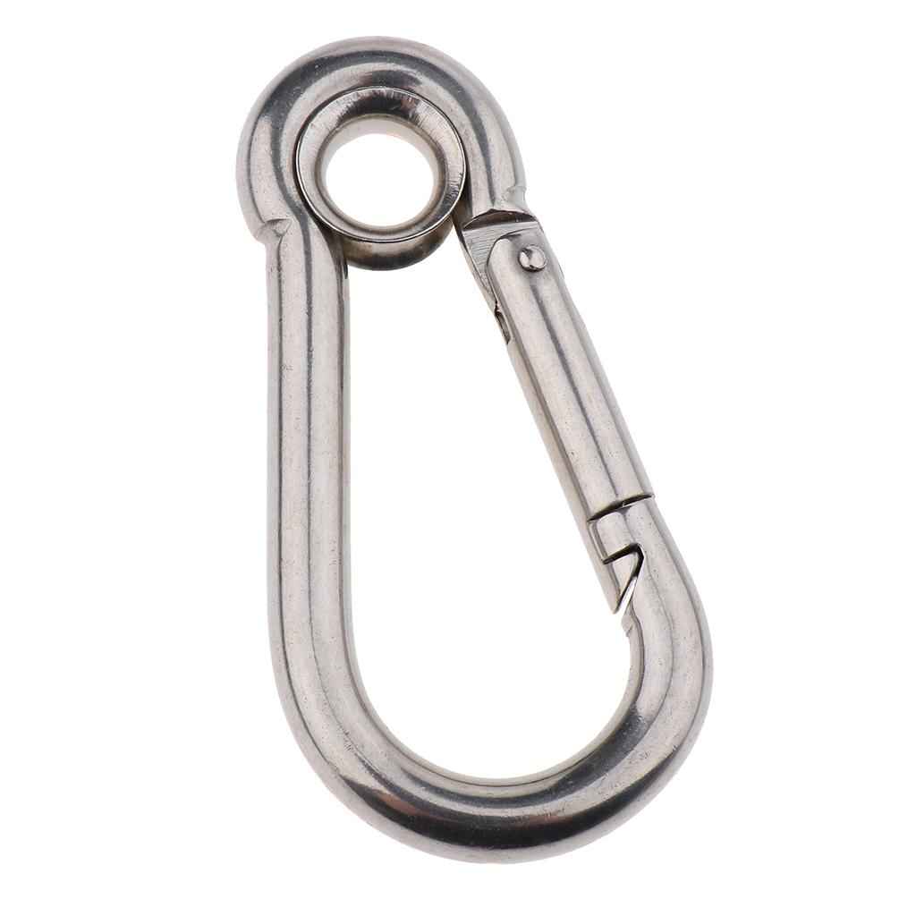 Spring Snap Hook Stainless Steel Clip Keychain Carabiner for Camping Hiking 40x20mm