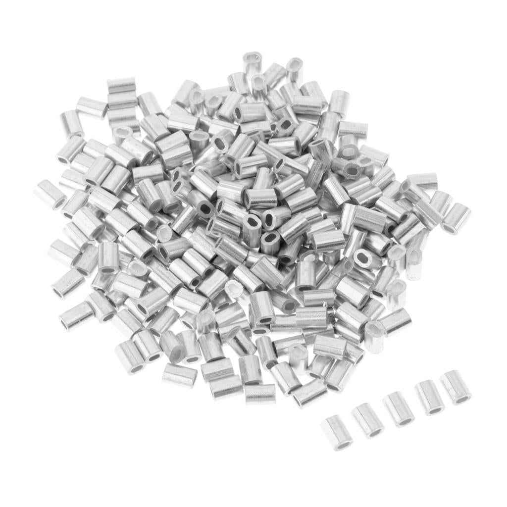 100Pcs Aluminium Fishing Crimps Double Barrel Crimp Sleeves 1mm