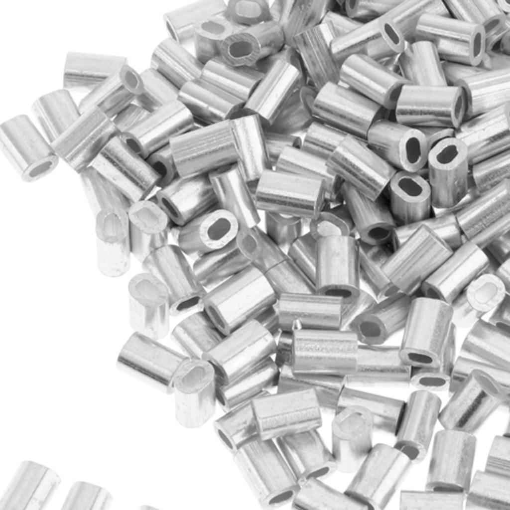 100Pcs Aluminium Fishing Crimps Double Barrel Crimp Sleeves 1mm