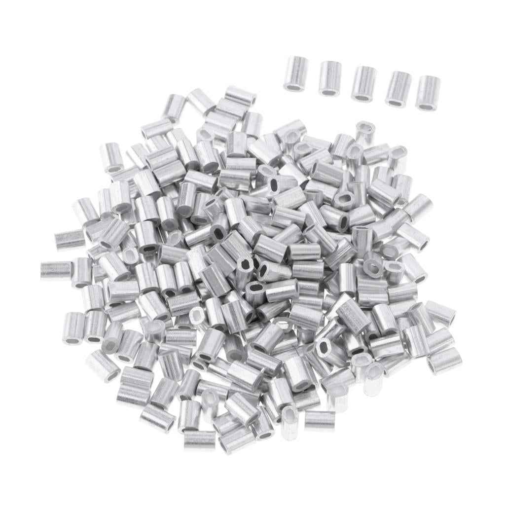100Pcs Aluminium Fishing Crimps Double Barrel Crimp Sleeves 1mm
