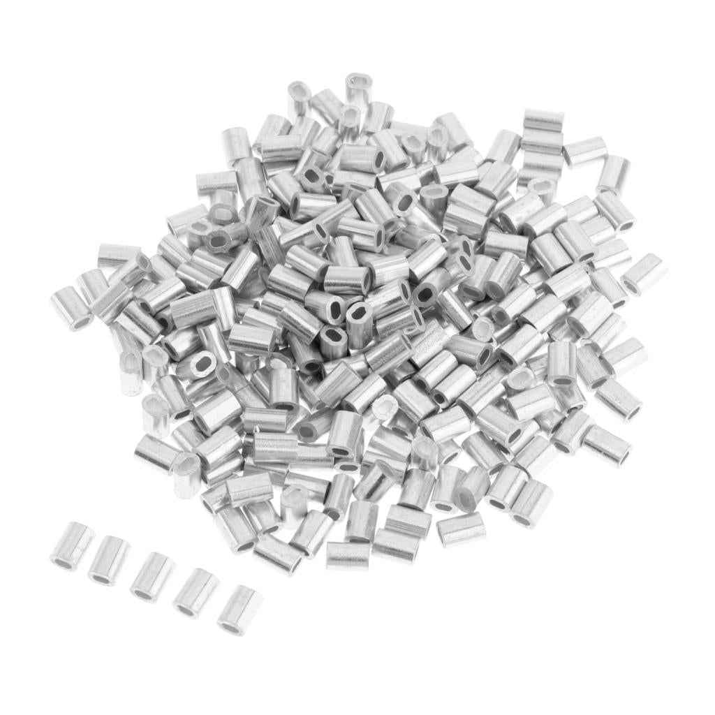 100Pcs Aluminium Fishing Crimps Double Barrel Crimp Sleeves 1mm