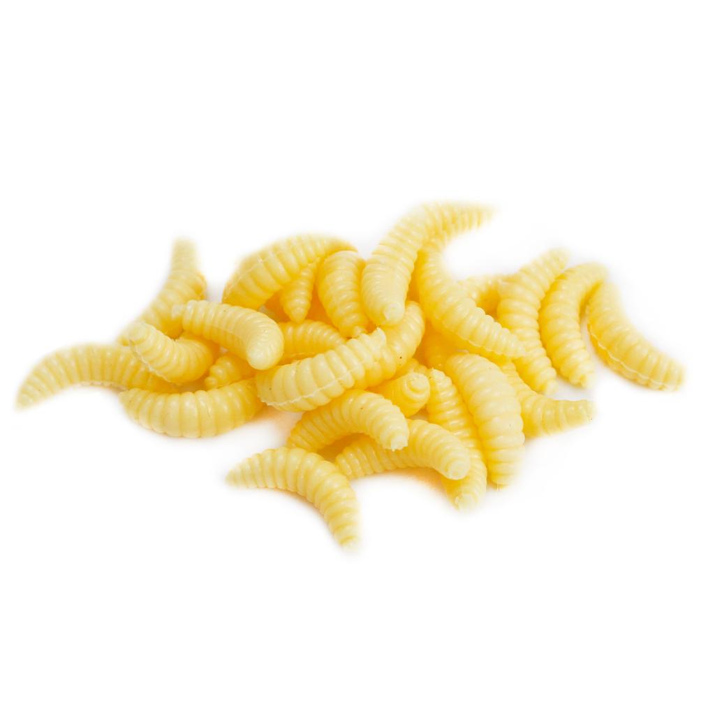 3x100 Pieces/Set Fishing Soft Grub Worm Bread Bug Maggots Lures Baits Beige