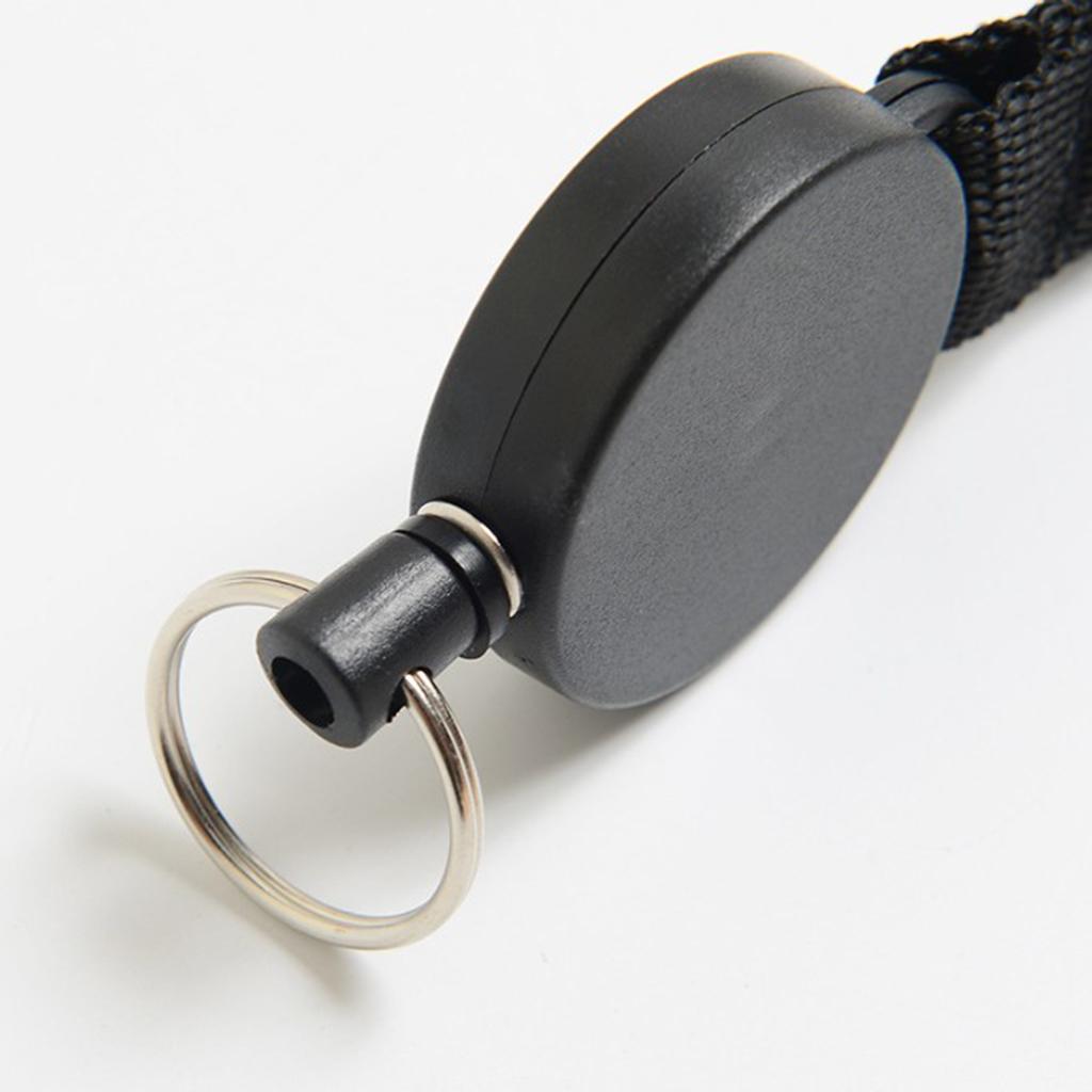 4xHeavy Duty Key Holder Carabiner Buckle with Steel Cable Keyrings Black