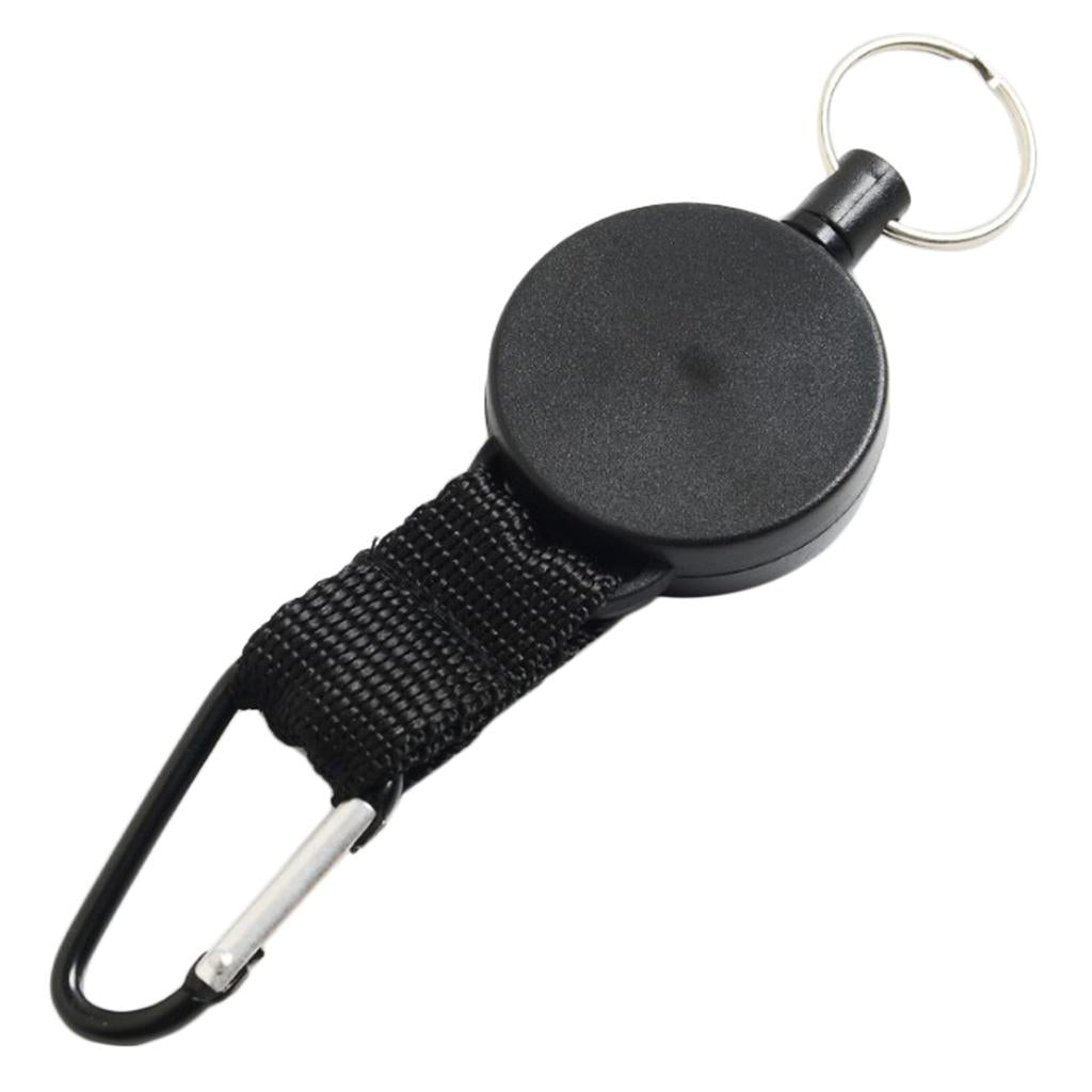 3xHeavy Duty Key Holder Carabiner Buckle with Steel Cable Keyrings Black