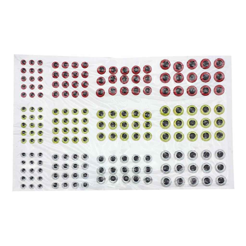 183pcs Fishing Lure Eyes 3D Holographic Eyes Fly Tying Jigs Crafts DIY Red Yellow Silvery