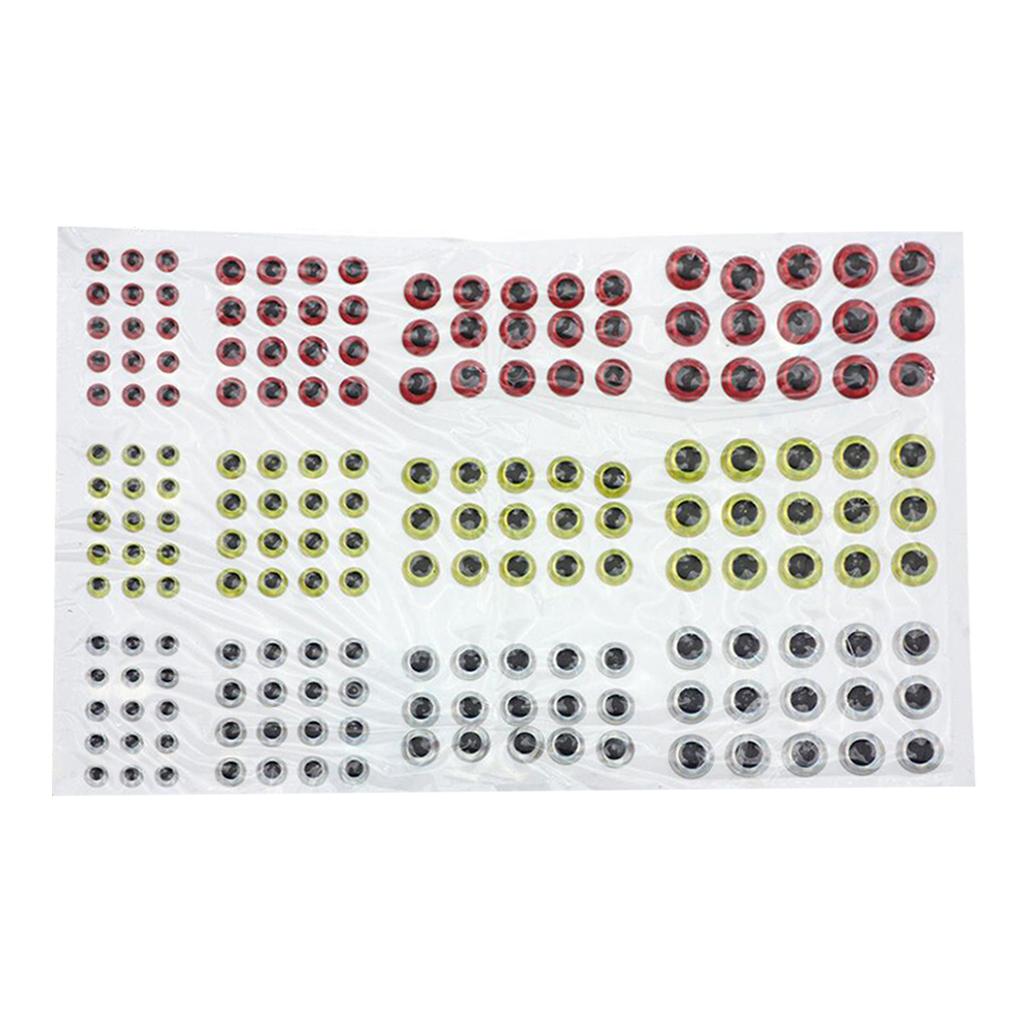 3x183pcs Fishing Lure Eyes 3D Holographic Eyes Fly Tying Jigs Crafts DIY Red Yellow Silvery