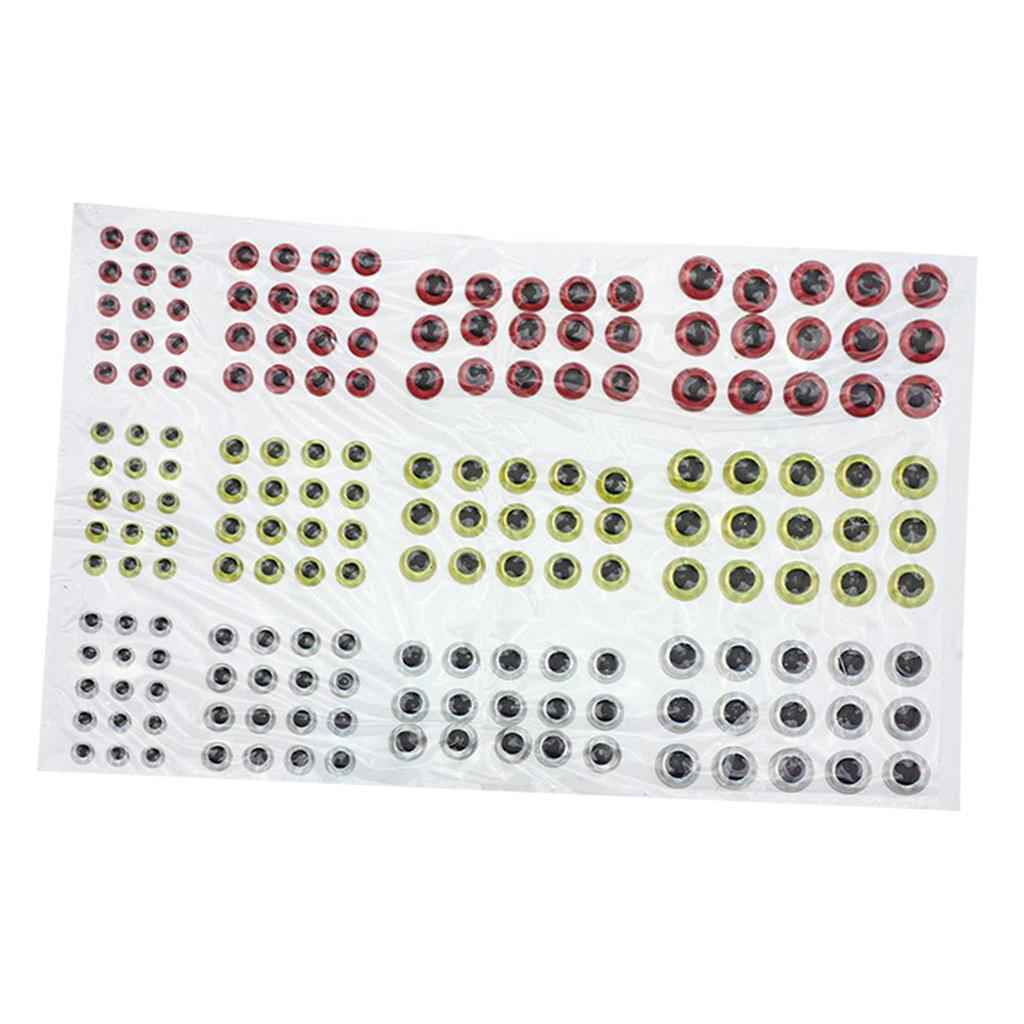 183pcs Fishing Lure Eyes 3D Holographic Eyes Fly Tying Jigs Crafts DIY Red Yellow Silvery