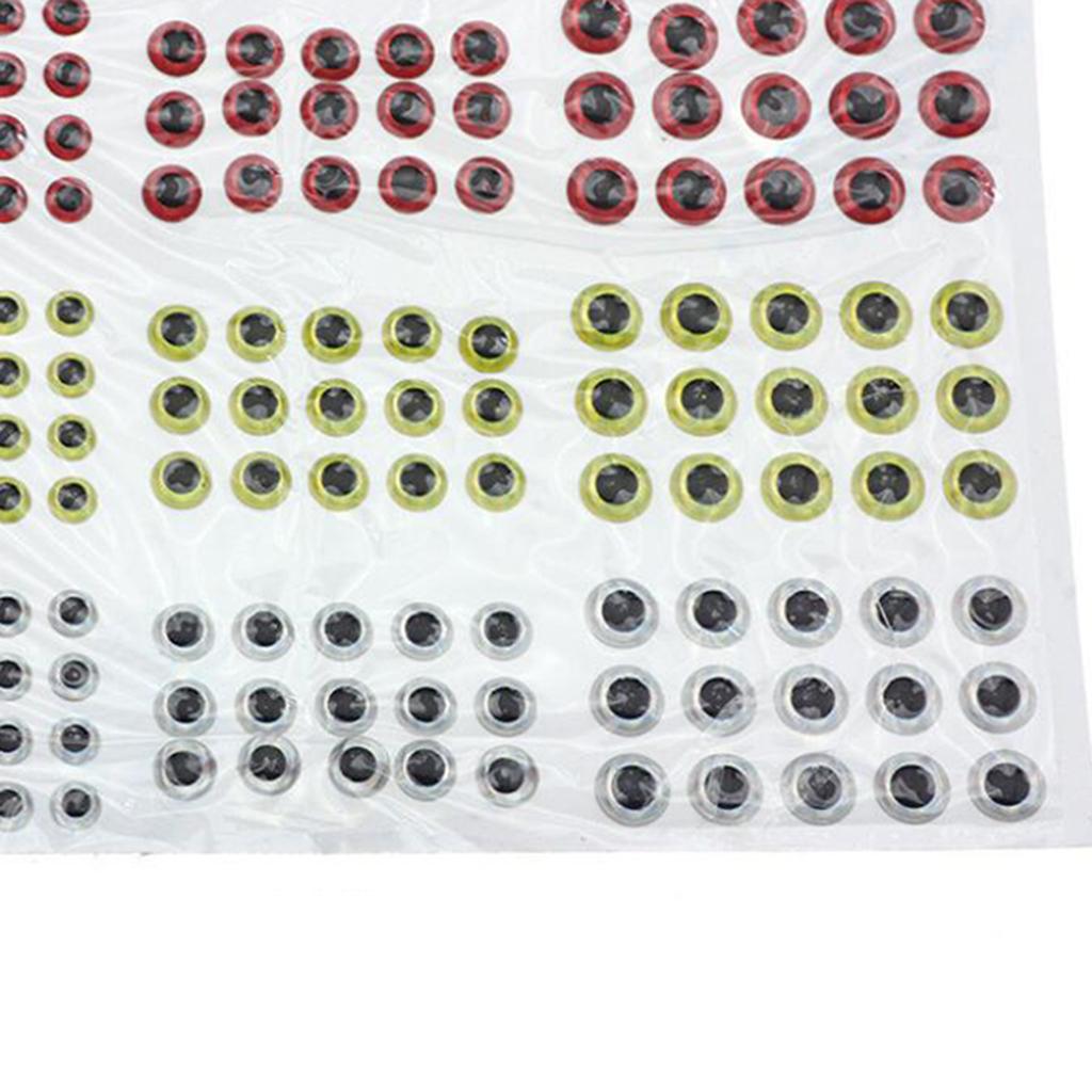 5x183pcs Fishing Lure Eyes 3D Holographic Eyes Fly Tying Jigs Crafts DIY Red Yellow Silvery