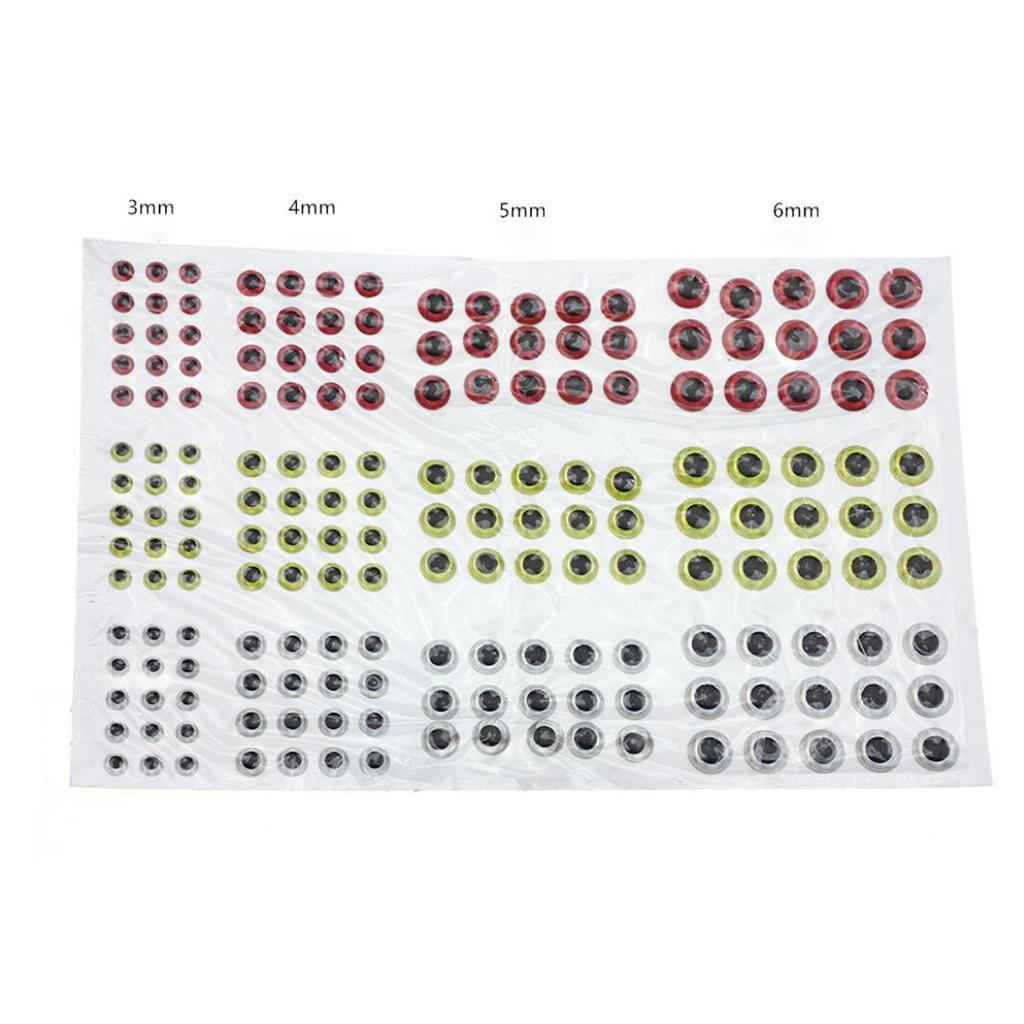 183pcs Fishing Lure Eyes 3D Holographic Eyes Fly Tying Jigs Crafts DIY Red Yellow Silvery