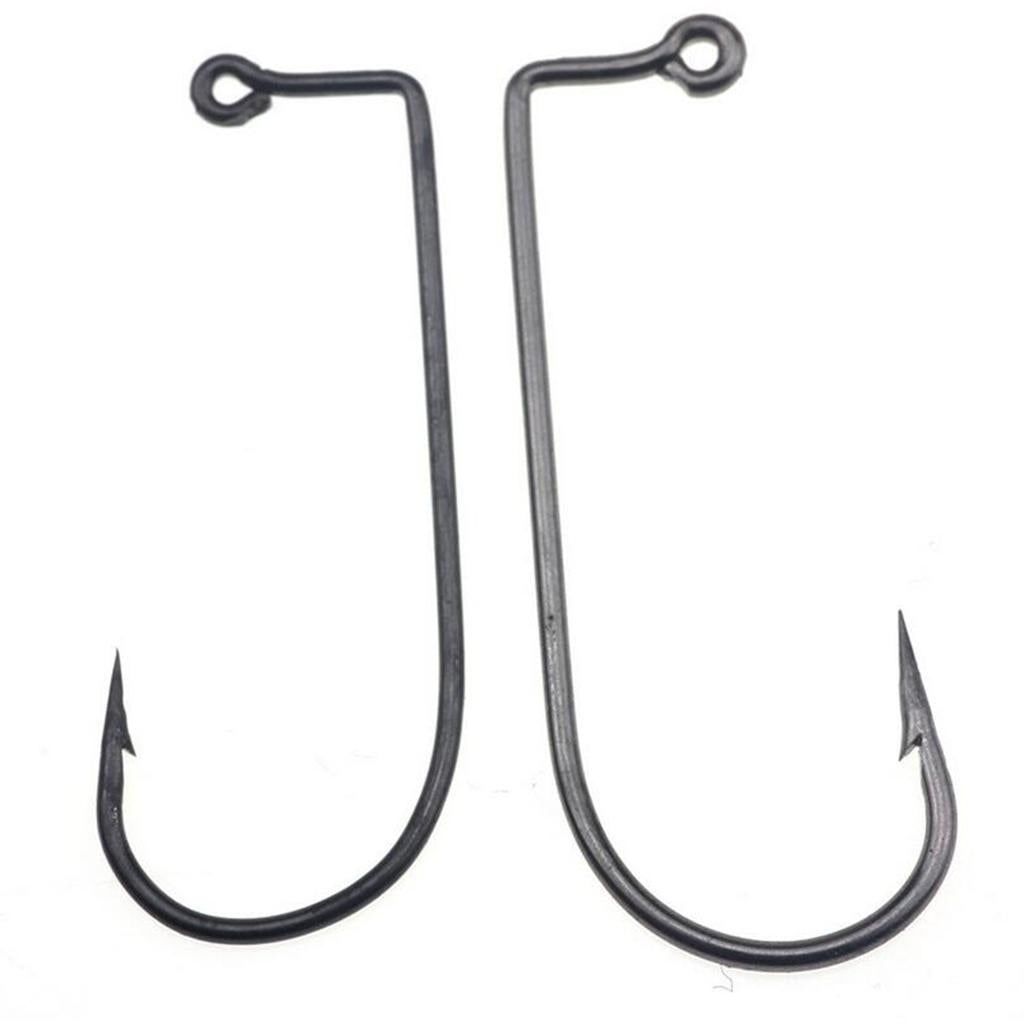 3x100pcs Worm Fishing Hooks Carbon Steel Jig Barbed Hook for Big Fish 04