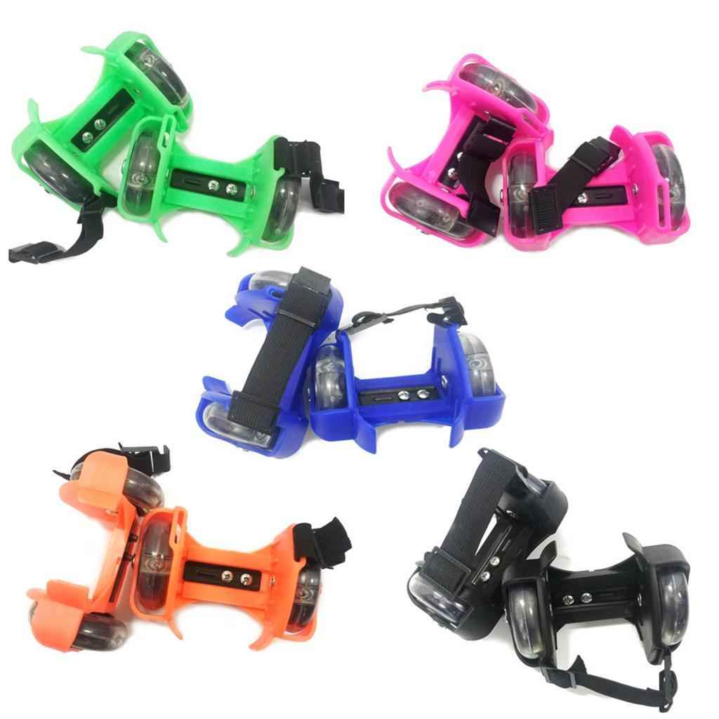 Adjustable Kid Heel Wheels Skates Roller Flash Roller Skating Shoes Green