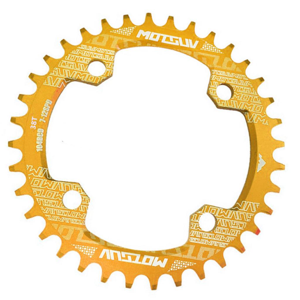 104BCD Round Narrow Wide 30-38T Chainring MTB Bike Chain Wheel Gold 38T