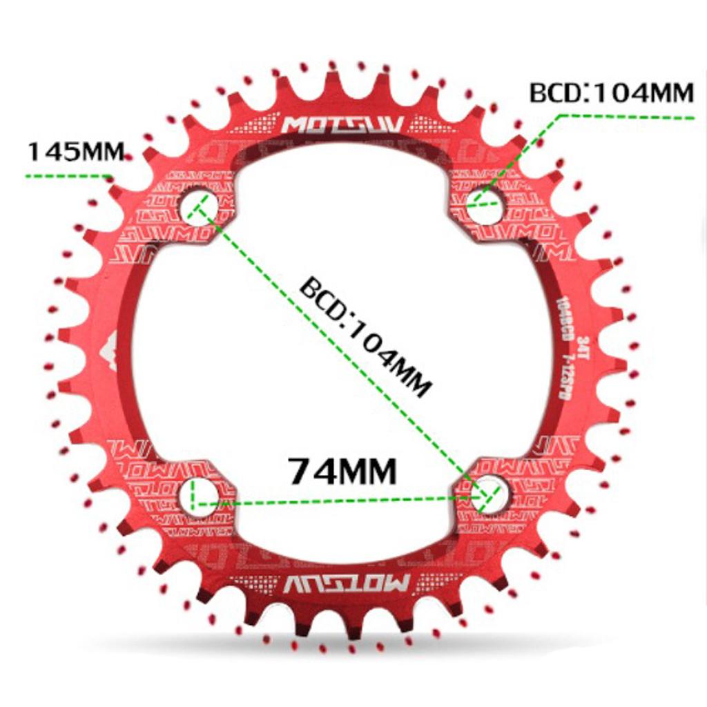 104BCD Round Narrow Wide 30-38T Chainring MTB Bike Chain Wheel Red 36T