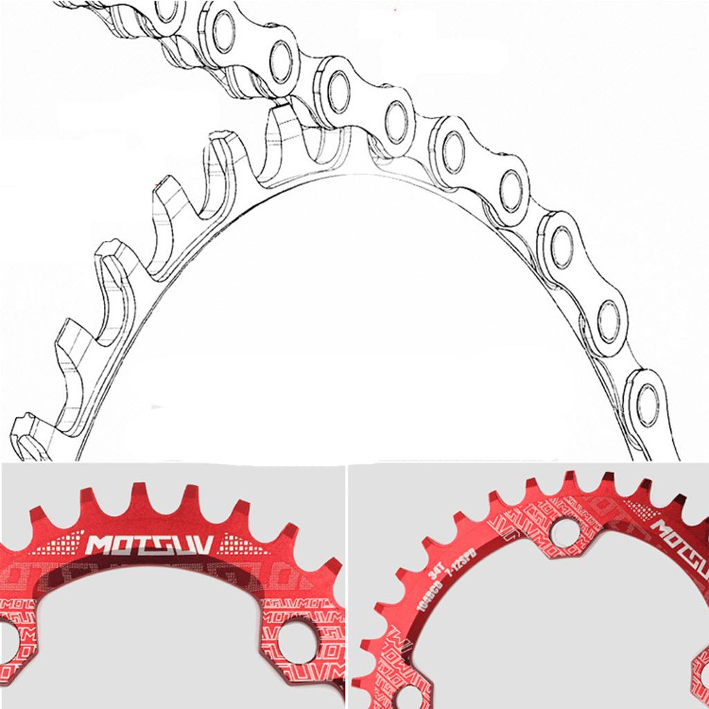 104BCD Round Narrow Wide 30-38T Chainring MTB Bike Chain Wheel Red 36T