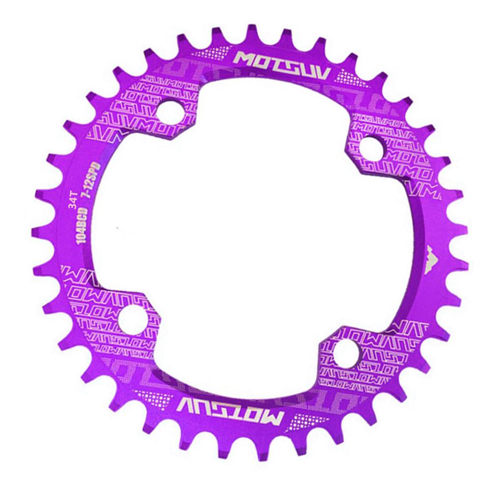 104BCD Round Narrow Wide 30-38T Chainring MTB Bike Chain Wheel Purple 34T