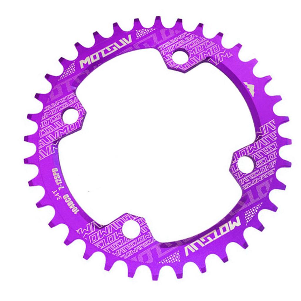 104BCD Round Narrow Wide 30-38T Chainring MTB Bike Chain Wheel Purple 34T