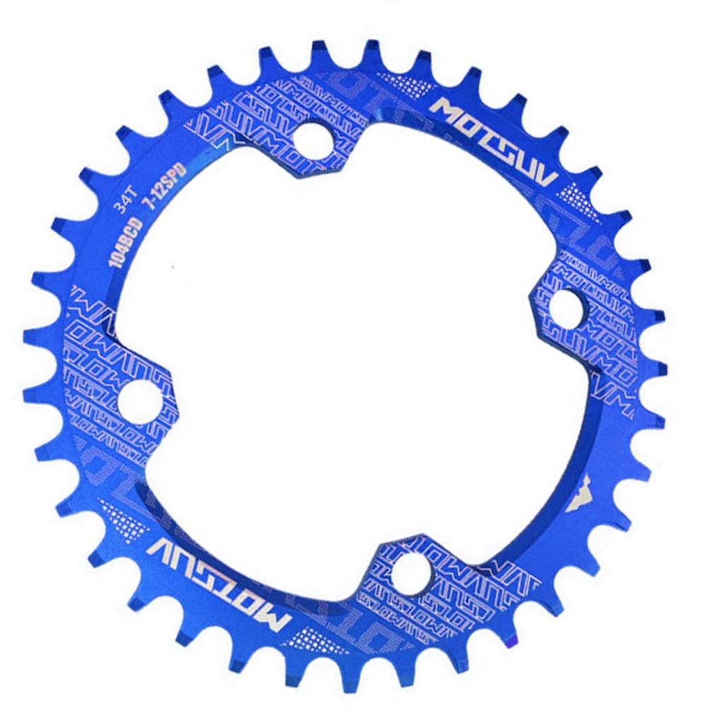 104BCD Round Narrow Wide 30-38T Chainring MTB Bike Chain Wheel Blue 34T