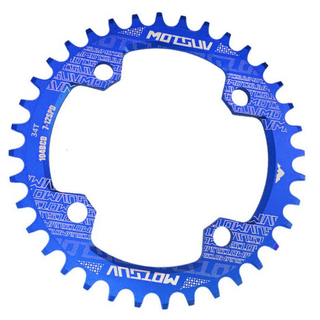 104BCD Round Narrow Wide 30-38T Chainring MTB Bike Chain Wheel Blue 34T